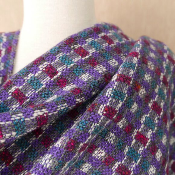 Purple & Burgundy Italian Wool Cape Coat - Picture 4 of 10